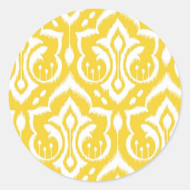 Adesivo Redondo Ikat Damask - Sunshine Yellow (Frente)