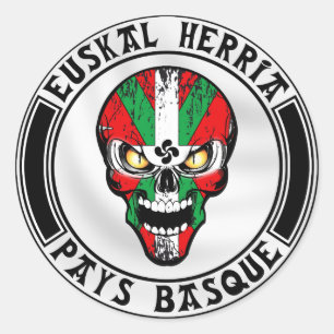 Adesivo Redondo Ikurriña skull