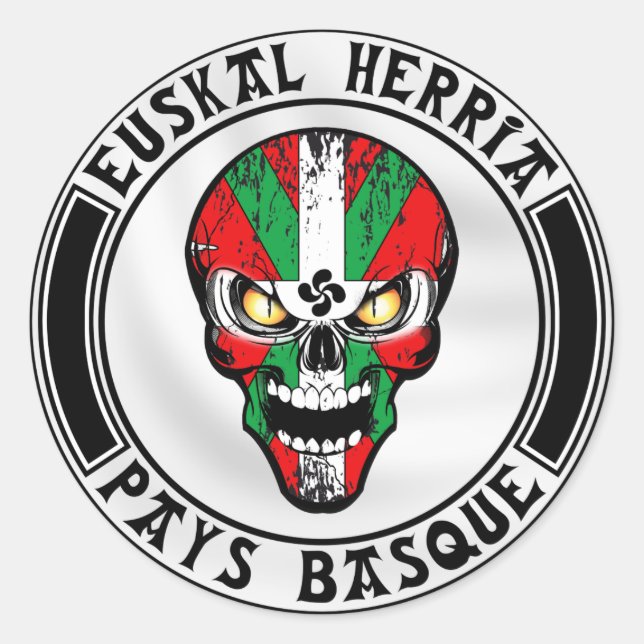 Adesivo Redondo Ikurriña skull (Frente)