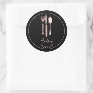 Adesivo Redondo Ilegante Utensílios de utensílios de catering pret