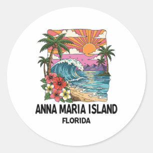 Adesivo Redondo Ilha Anna Maria Tropical Praia Souvenir Férias