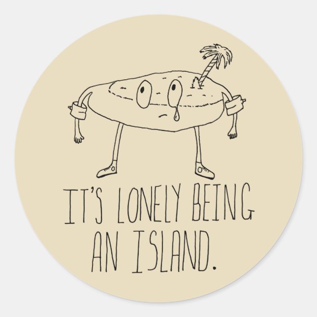Adesivo Redondo Ilha Cartoon (Frente)