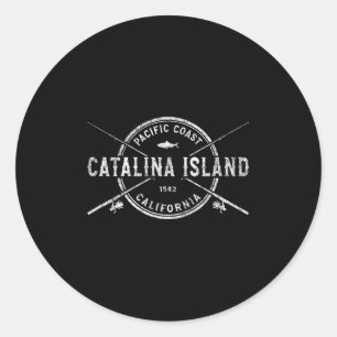 Adesivo Redondo Ilha Catalina Ca Varas de Pesca Cruzadas Antigas
