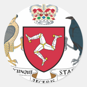Adesivo Redondo Ilha da brasão do homem - emblema Manx