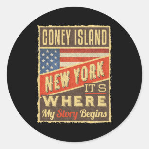 Adesivo Redondo Ilha de Coney Nova York