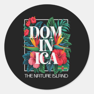 Adesivo Redondo Ilha de Férias Dominica Índias Ocidentais Caribe