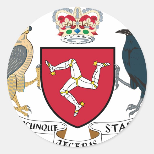 Adesivo Redondo Ilha de Man Casaco de Armas - Manx Emblem (Frente)