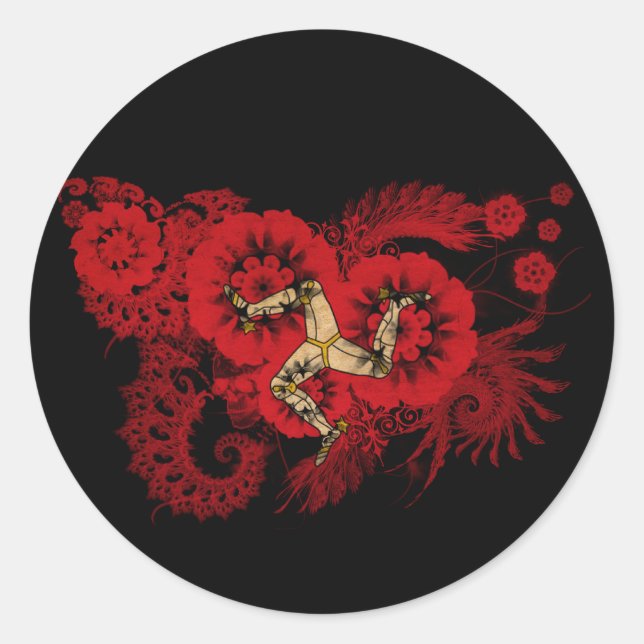 Adesivo Redondo Ilha de Man Flag (Frente)