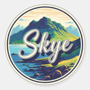Adesivo Redondo Ilha de Skye Herbrides Escócia Viagem