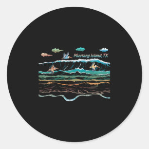 Adesivo Redondo Ilha Mustang Texas Tie-dye Pelican Beac Colorful