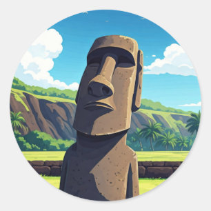 Adesivo Redondo Ilha páscoa Chile Moai Viagem