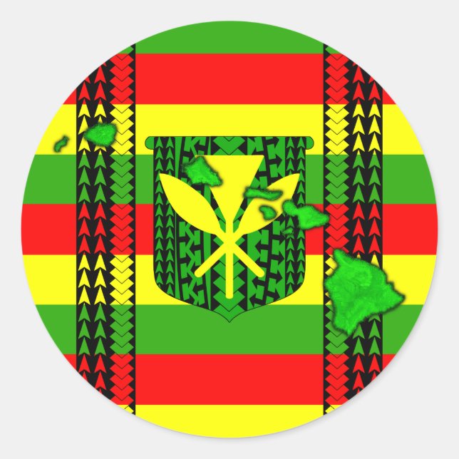 Adesivo Redondo Ilha Tribal Kanaka Maoli Flag (Frente)