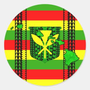 Adesivo Redondo Ilha Tribal Kanaka Maoli Flag