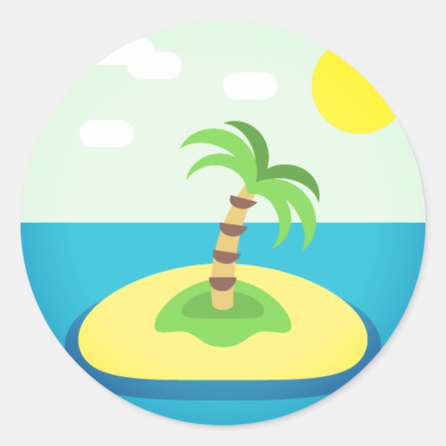 Adesivo Redondo Ilha Tropical Emoji (Frente)