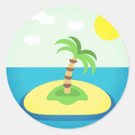 Adesivo Redondo Ilha Tropical Emoji