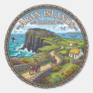 Adesivo Redondo Ilhas Aran Irlanda