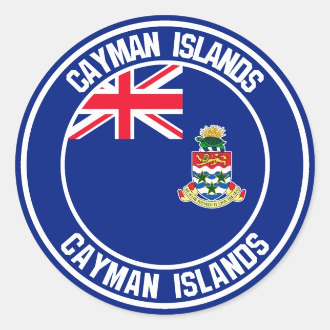 Adesivo Redondo Ilhas Cayman Round Emblem (Frente)