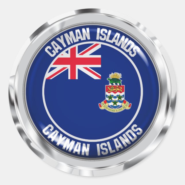 Adesivo Redondo Ilhas Cayman Round Emblem (Frente)