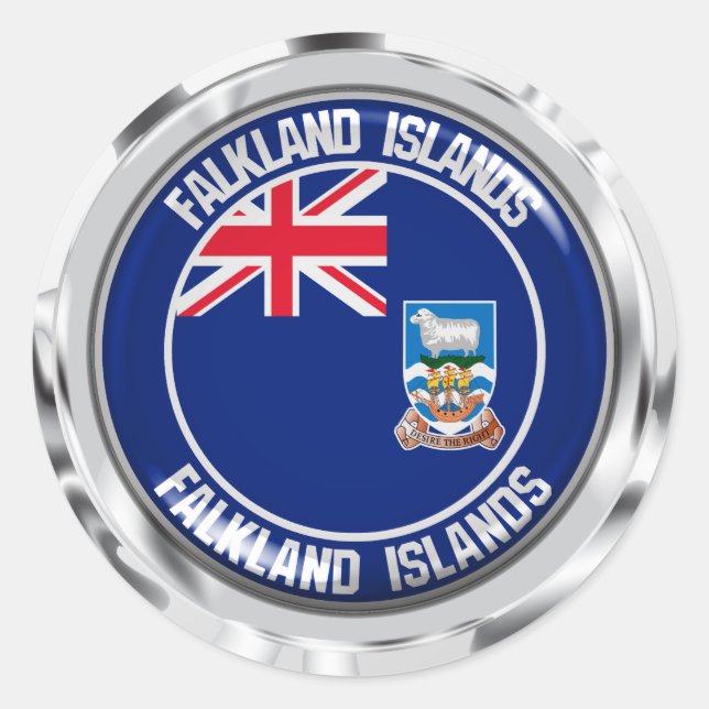 Adesivo Redondo Ilhas Falkland Round Emblem (Frente)