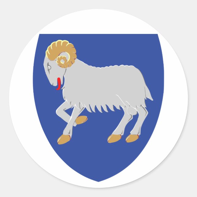 Adesivo Redondo Ilhas Faroé Casaco de armas FO (Frente)