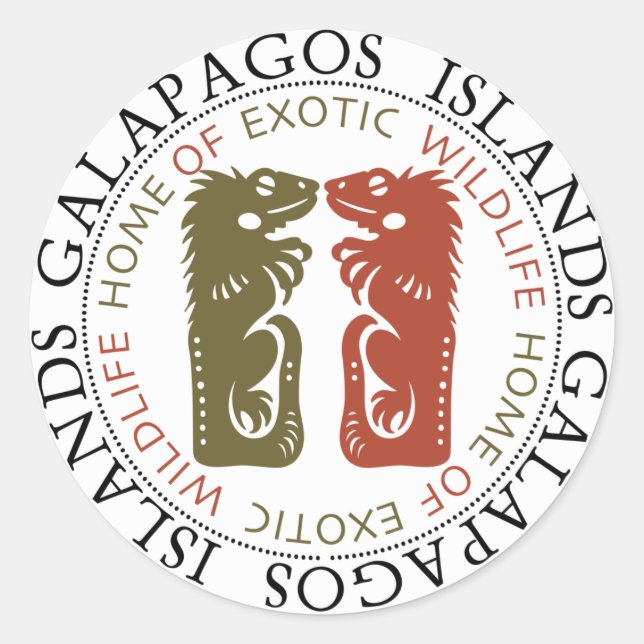 Adesivo Redondo Ilhas Galápagos Iguanas (Frente)