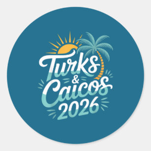 Adesivo Redondo Ilhas Turcas e Caicos Lembranças 2026