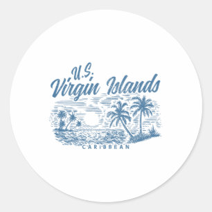 Adesivo Redondo Ilhas Virgens Americanas Orgulho Praia Férias Usvi
