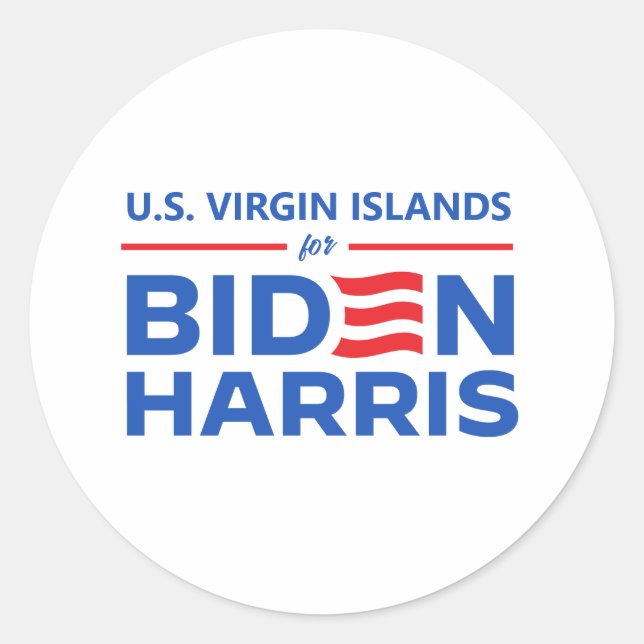 Adesivo Redondo Ilhas Virgens Americanas para Biden Harris (Frente)