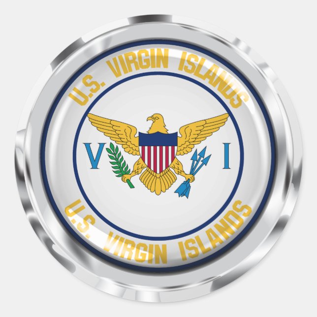 Adesivo Redondo Ilhas Virgens Americanas Round Emblem (Frente)