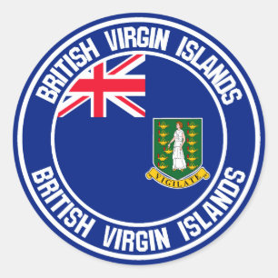 Adesivo Redondo Ilhas Virgens Britânicas Round Emblem