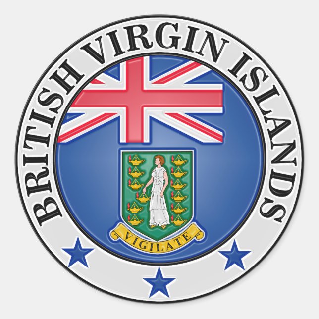 Adesivo Redondo Ilhas Virgens Britânicas Round Emblem (Frente)