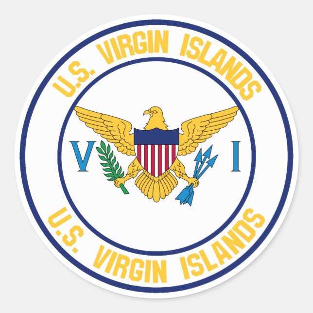 Adesivo Redondo Ilhas Virgens dos Estados Unidos - Emblem redonda (Frente)