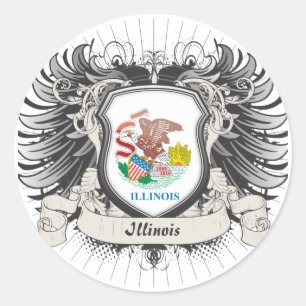 Adesivo Redondo Illinois Crest
