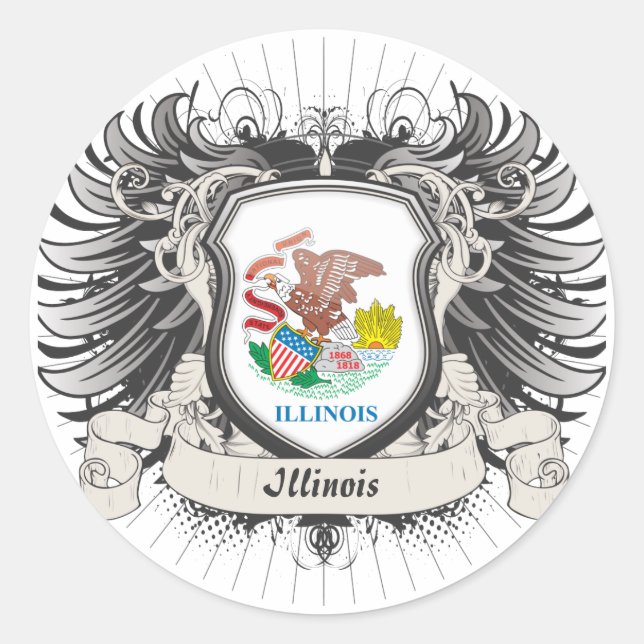 Adesivo Redondo Illinois Crest (Frente)