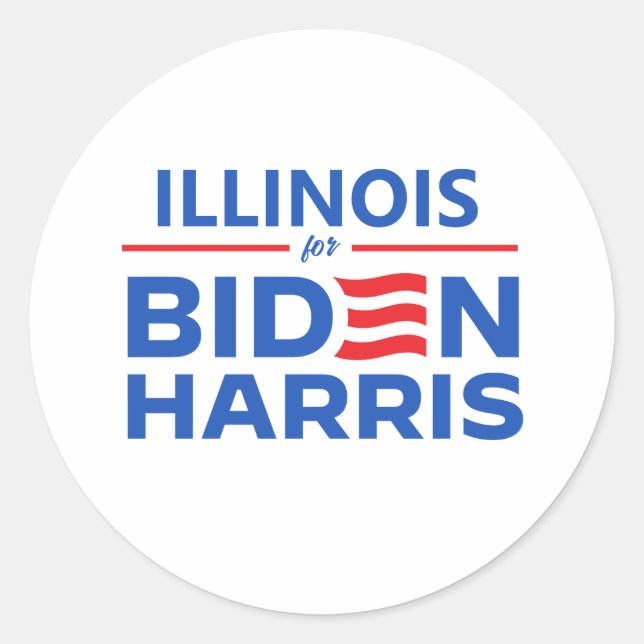 Adesivo Redondo Illinois para Biden Harris (Frente)