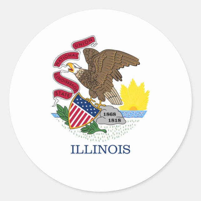 Adesivo Redondo Illinoisan Flag, Flag of Illinois (Frente)