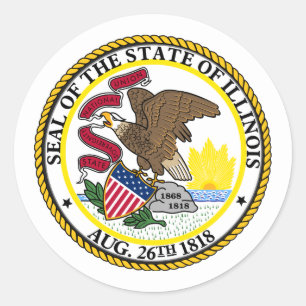 Adesivo Redondo Illinoisan Seal, Illinois
