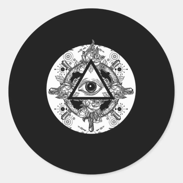 Adesivo Redondo Illuminati Conspiracy Triangle Masonic Mandala Gif (Frente)