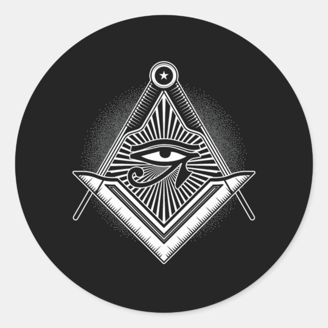 Adesivo Redondo Illuminati Masonic Pyramid Triangle Gif (Frente)