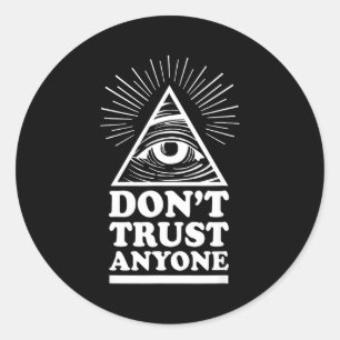 Adesivo Redondo Illuminati Não Confie Em Ninguém Olho Da Providênc