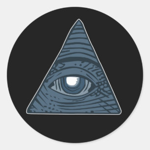 Adesivo Redondo Illuminati Todos Vendo Símbolo da Pirâmide Ocula