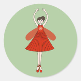 Adesivo Redondo Illusima Ballerina Christmas Fairy Green