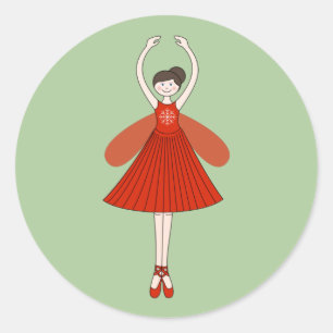 Adesivo Redondo Illusima Ballerina Christmas Fairy Green