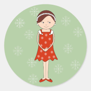 Adesivo Redondo Illusima Ballerina Christmas Girl Green