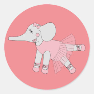 Adesivo Redondo Illusima Ballerina Elephant Peach