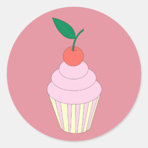 Adesivo Redondo illusima Cupcake de Morango Rosa