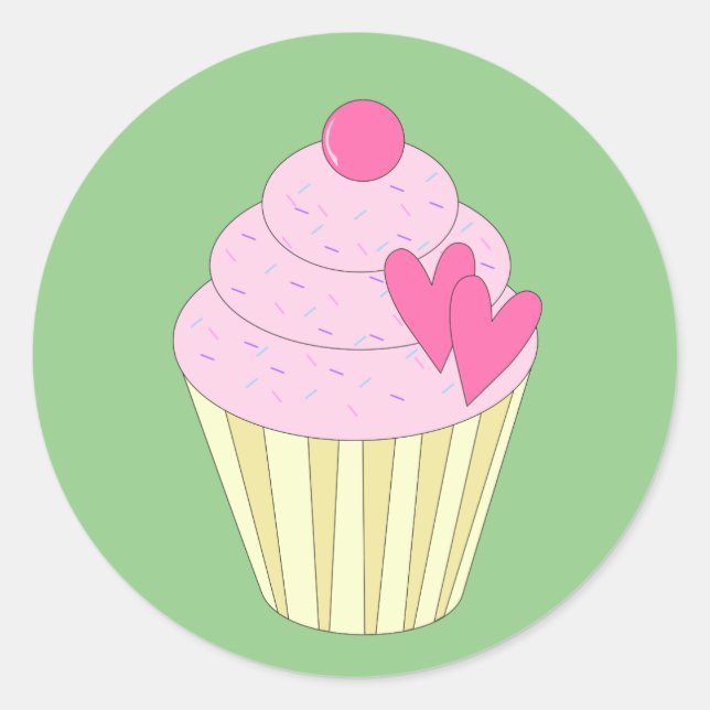 Adesivo Redondo illusima Cupcake de morango Vinheta Verde (Frente)