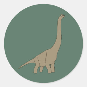 Adesivo Redondo illusima Dinossauro Bege Pescoço Longo Verde