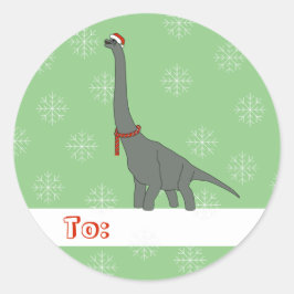 Adesivo Redondo illusima Dinossauro Cinza de Pescoço Longo Natal