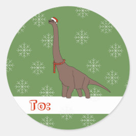 Adesivo Redondo illusima Dinossauro de Pescoço Longo Flocos de Nev